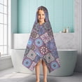 thumbnail image 6 of Purple Ethnic Geometric Patchwork Pattern Hooded Bath Towel，50"x30" for Ages 3 To 12 Kids, Quick Dry Lightweight Soft Microfiber Hood Beach Towel Cover Up for Kids, 6 of 7
