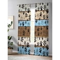 thumbnail image 4 of Sheer Curtains 108 Inches Long 2 Panels Set for Living Room, Blue Brown Paw Prints Semi Sheer Curtains for Windows, Vintage Farmhouse Country Wood Grain Voile Window Treatments Rod Pocket Curtain, 4 of 7