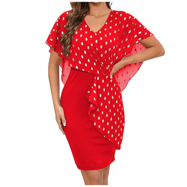 Birdeem Robe d'Été Confortable pour Femmes, Douce, Fleurie, Plaquée Or à Pois en Chiffon