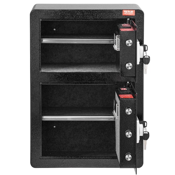 Fireproof Safe Box with Key Lock&Password, 3.5 cu.ft Double Door Security Safe with LED Light, Adjustable Shelves&Fireproof Bag