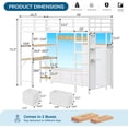 thumbnail image 4 of Twin Size Loft Bed with Desk and 6 Storage Drawers and LED Lights, Metal Loft Bed Frame with Charging Station & Open Shelf & Large Pegboard & Stairs & Full-Length Guardrail, White, 4 of 11