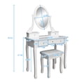 thumbnail image 3 of Veryke Vanity Table Set, Makeup Desk with Oval Mirror and Dressing Stool - White, 3 of 7