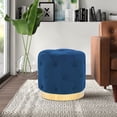 thumbnail image 3 of Homebeez Round Velvet Ottoman Footrest Stool Blue 17.7''D x 16.9''H, 3 of 8