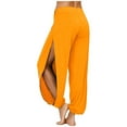 thumbnail image 4 of Weiqiqre Womens Yoga Pants Double High Slit Leg Flowy Yoga Pant Pilates Dance Hippie Wrap Beach Cover-Up Pants, 4 of 8