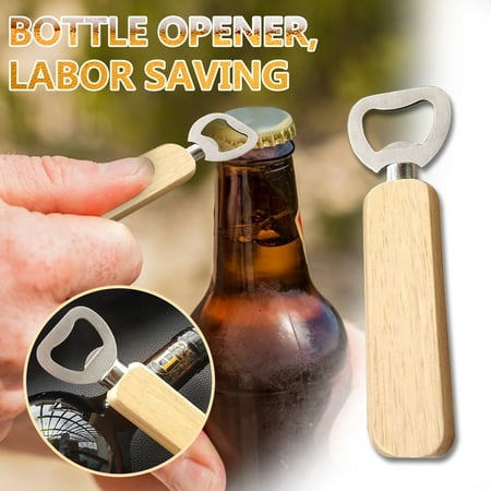 

KKCXFJX Kitchen Gadgets Beer Bottle Opener Solid Wood Handle 420 Stainless Steel Durable Bottle Opener Gifts