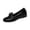 Black, variant on pwidon Women's Wedge Loafers Slip On Textured Bow Comfort Low Wedge Office Walking Dress Shoes Beige 5.5