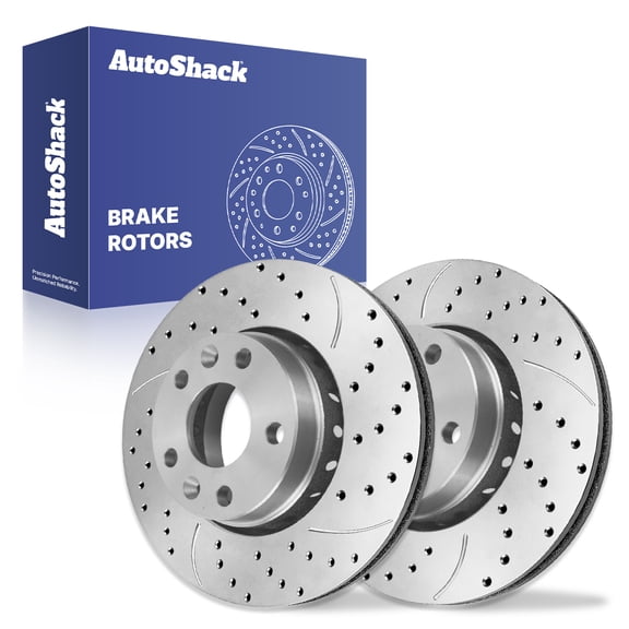 AutoShack Front Brake Rotors for Nissan, Sentra 2020-2025 Kicks 2021-2024, FWD L4 1.6L 2.0L - Silver Zinc Coated Drilled & Slotted - SilverShield Pro - 11.02" (280 mm), 5-Lug