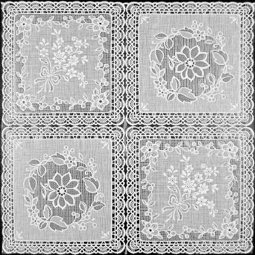 Burlap Fabrics Vinyl Lace White - Elegant Replica Lace Sold by the Yard
