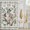 thumbnail image 3 of Shower Curtain Spring Pink Flower Green Leaves Shower Curtains for Bathroom Decor, Waterproof Polyester Shower Curtain Set with Hooks, Extra Long 72" x 96" Bird Branches, 3 of 9