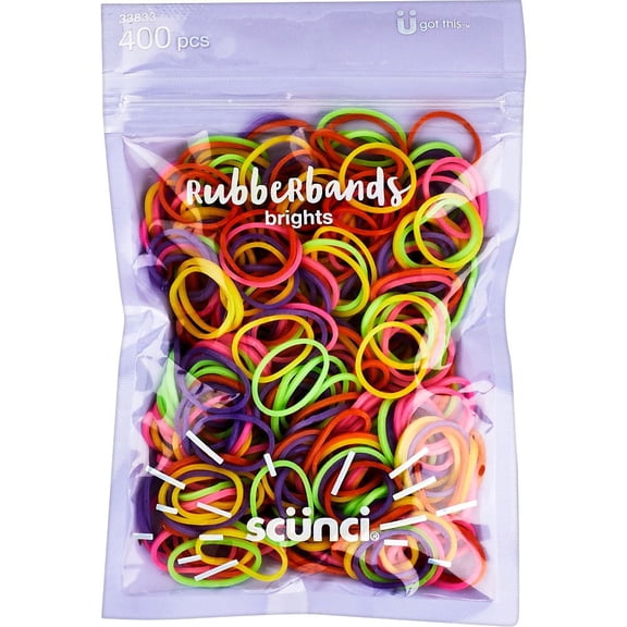 Scunci Kids Polyband Rubber Hair Ties, Brights, 400-Pieces