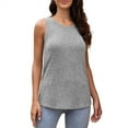 thumbnail image 2 of Jewelreauty Women Casual Tank Tops Ribbed Knit Summer Round Neck Loose Fit Tunics Sleeveless Basic Tees (M, Gray), 2 of 6