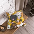 thumbnail image 3 of Velvet Decorative Throw Pillow Covers Set of 2, Soft Square Cushion Cover with Invisible Zipper Cute Cartoon Doodle Cat Printing, 18"x18", 3 of 7