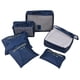 thumbnail image 5 of Organizadores de bolsas de almacenamiento plegables de 6 uds, bolsa de almacenamiento de viaje impermeable para ropa Oxford (punto azul marino), 5 of 8
