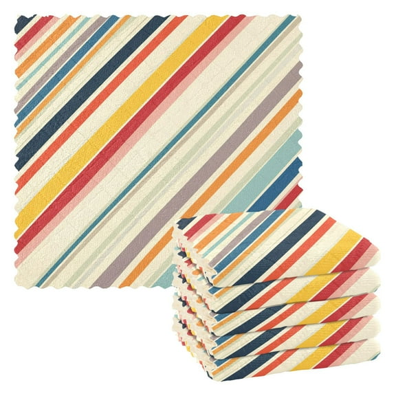 Yayeee 6 Pack Kitchen Dish Cloths for Washing Dishes Soft Absorbent Microfiber Towels, Striped Pattern