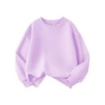 thumbnail image 2 of Boys Crewneck Sweatshirt Youth Solid Color Sweatshirts Long Sleeve Basic Pullover Soft Warm Thin for Kids ,3-4 Years,Light Purple, 2 of 3