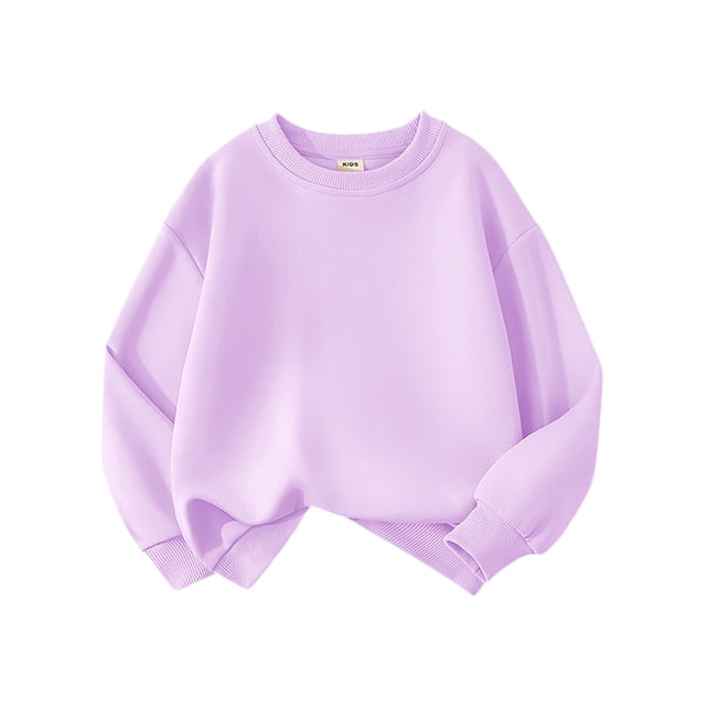 Chandail à Col Rond de Base pour Tout-Petits Enfants Bébés Garçons Filles, Chandail Molletonné, Chandail à Capuchon Uni pour Enfants, Manteau, Hauts, Violet Pâle 130/6 A-7 A