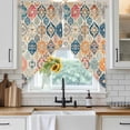 thumbnail image 4 of Boho Morocco Kitchen Window Curtains, Swag Curtains Valance for Bedroom Living Room Bathroom, Retro Farmhouse Ethnic Neutral Aesthetic Rod Pocket Window Curtain Block Drapes 2 Panels 36"x63", 4 of 9