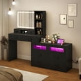thumbnail image 2 of Craftian Makeup Vanity Desk with LED Lighted Mirror 10 Drawers & , Modern Dressing Table with Power Outlet & Open Shelves, Black Vanity Table for Bedroom, 2 of 9