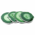 thumbnail image 3 of Modern Home Set of 4 Natural Agate Stone Coasters - Green w/Silver Edge, 3 of 7