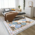thumbnail image 7 of Jamfeel Boho Rugs for Living Room Floral Printed Area Rugs Soft Low Pile Carpet for Bedroom Kitchen Blue 6'x9', 7 of 7