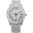 thumbnail image 2 of Bling-ed Out It's Lit! Hip Hop Watch & Jewerly Set w/Cuban Chain Bracelet in Silver, Kite Bling Earrings & Ring - GJM13, 2 of 7