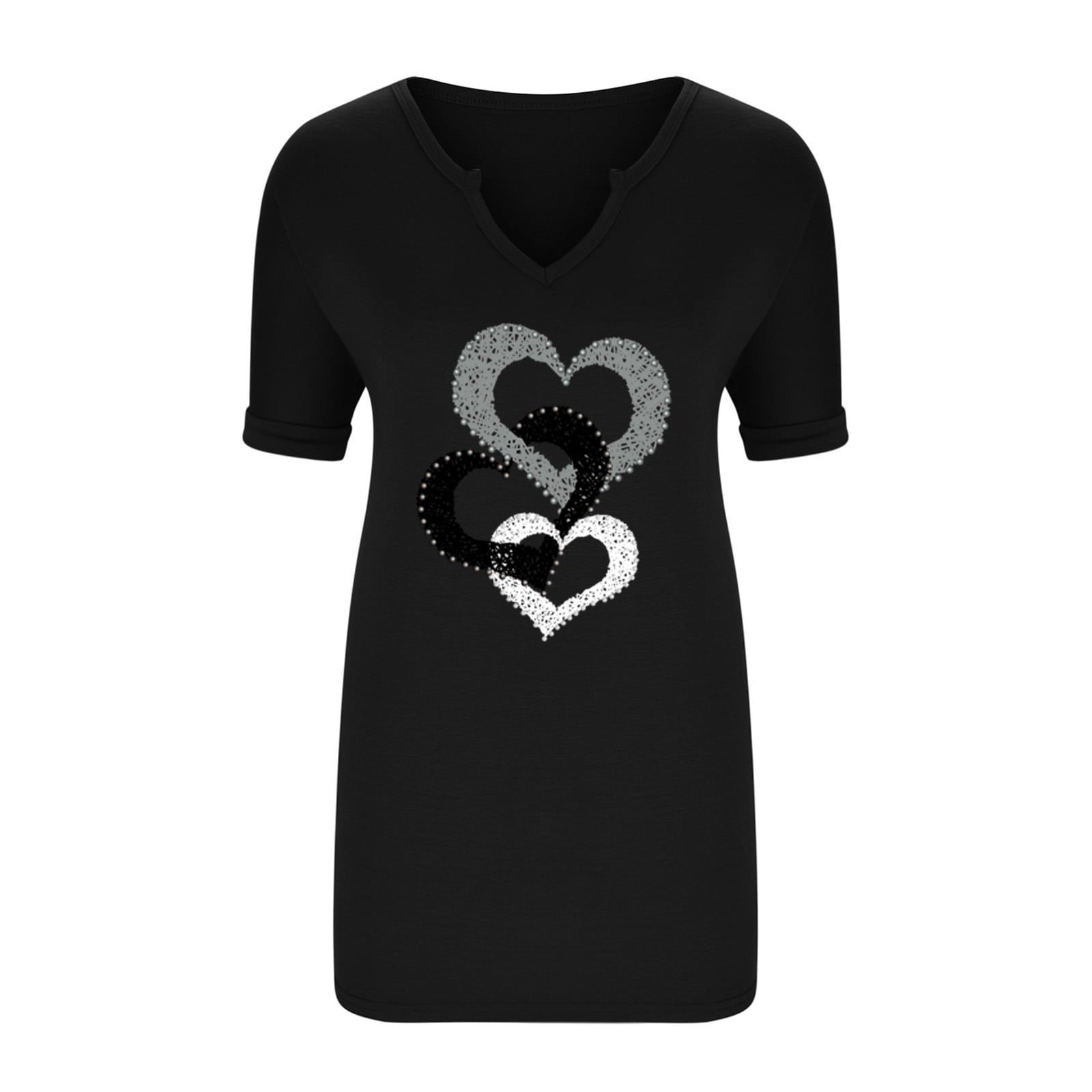 EQWLJWE Women V-neck Tops Women's Fashion Printed Casual V-neck