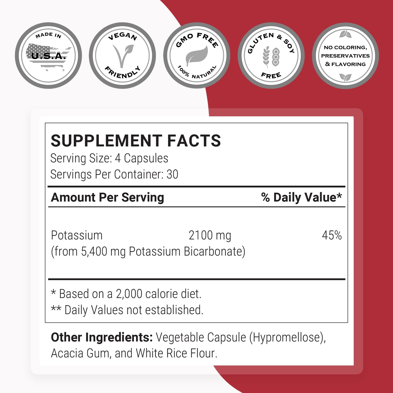 SuperSmart Potassium Bicarbonate (High Dose) - Electrolyte Mineral - pH Acid-Base Balance - Potassium Supplement | Non-GMO & Gluten Free - 120 Vegetarian Capsules