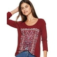 thumbnail image 2 of LUCKY BRAND $40 Womens New 1375 Maroon Mix Floral Print 3/4 Sleeve Top S B+B, 2 of 4