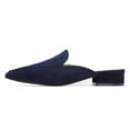 thumbnail image 2 of YDN Women Pointed Toe Slip on Mules Comfortable Low Chunky Heel Loafer Shoes Daily Dress Backless Pumps Size 8.5 Navy Suede, 2 of 6