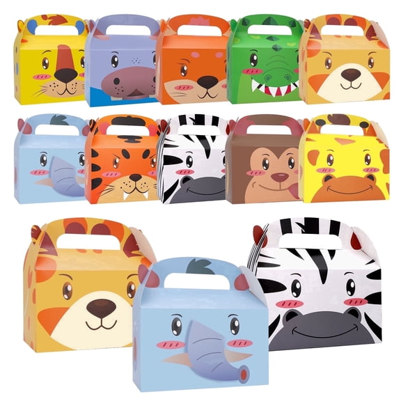 Wild Animal Treat Gift Boxes , Zoo Safari Animal Party Favor 20-Count