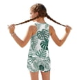 thumbnail image 2 of COEQINE Girls 2 Piece Tankini Swimsuit, Modest Tank Tops with Shorts Bathing Suit with Chest Pad for Kids 12-13 Years, Hawaiian Beach Swimwear for Big Kid, Green Monstera Leaf, 2 of 8