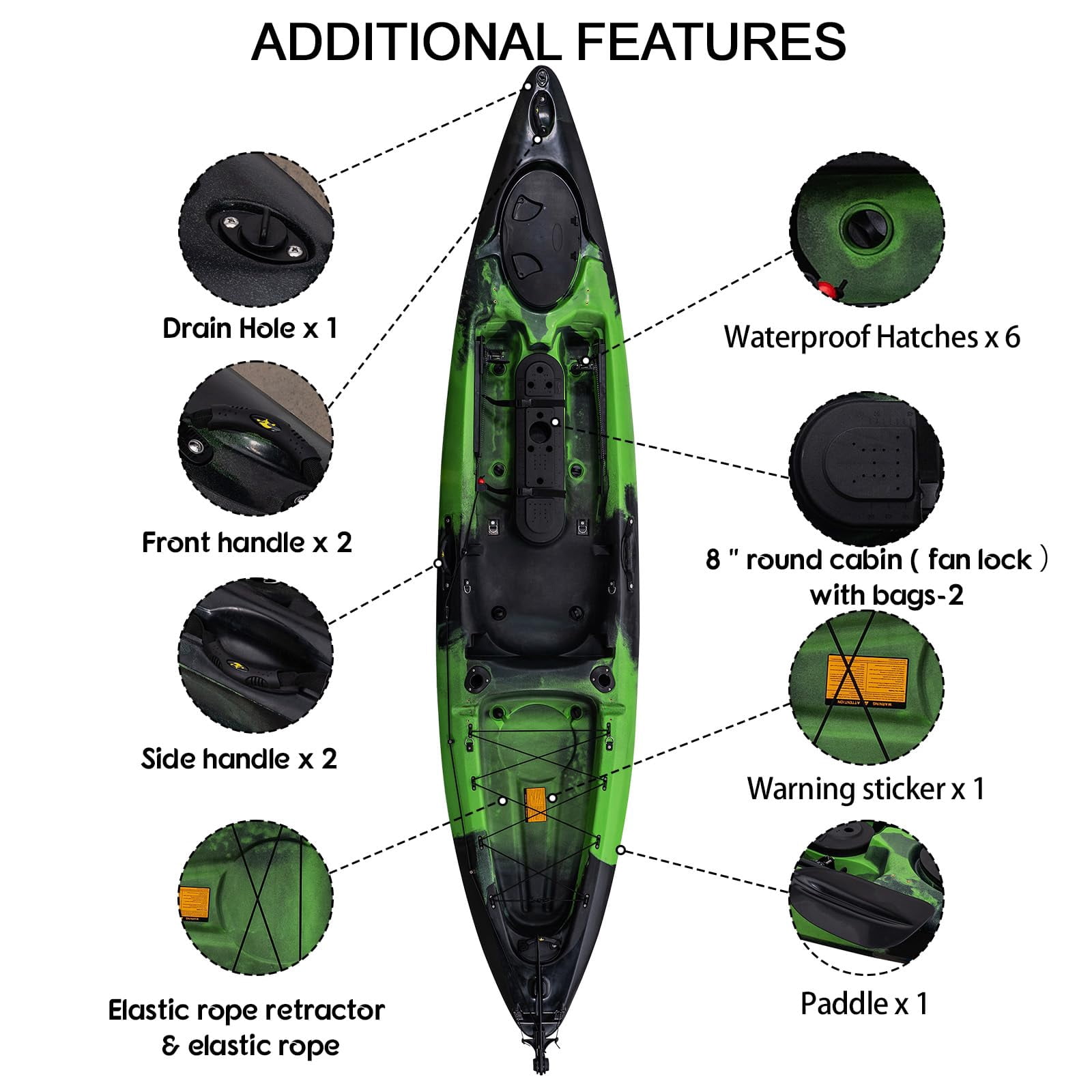Ataucjin Kayaks, 13FT Fishing Kayaks, Sit on Top Kayak for Adults with Paddle & Comfortable Seat, Capacity of 400LBS, Hard Shell Recreational Ocean Kayak Boat