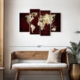thumbnail image 3 of Elephant Stock White On Red World Map Wall Art - Horizontal Multi Panel Canvas - Living Room Wall Decor - Map Multi Panel - Red And Gray Decor - 43" x 27", 3 of 8