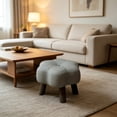 thumbnail image 7 of Small Wooden Footstool, Low Profile Stackable Stool with Foam Padded Seat, PU Water-Resistant Ottoman for Living Room Entryway Bedroom, 7 of 7