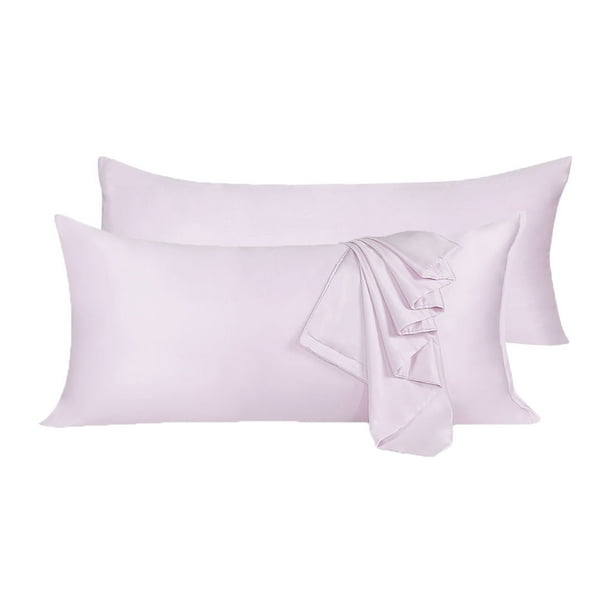 Unique Bargains 2 Pack Silky Satin Body Pillow Cases Lavender Gray 21