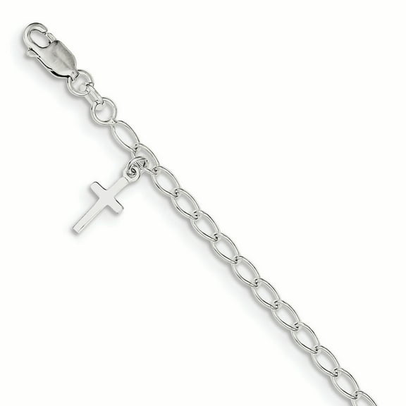 Primal Silver Sterling Silver Cross Charm Child's Bracelet