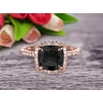 thumbnail image 3 of 2.05 Carat Cushion Cut Black Diamond Moissanite Engagement Ring Wedding Ring Promise Ring 10k Rose Gold Claw Prong Stacking Band Anniversary Gift, 3 of 6