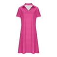 thumbnail image 6 of Summer Dresses Sevevn Fashion Women Solid Color V-Neck Short Sleeve Loose And Comfortable Dress, 6 of 8