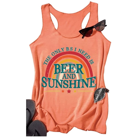Women Racerback Tank Top for Women Summer Casual Loose Fit Camisole Workout Tank Beach Shirt Featuring Breathable Knit and Easygoing Style Orange XL