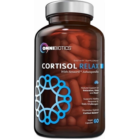 OmniBiotics Cortisol Supplement for Women and Men - High Cortisol Manager with Ashwagandha, L-Theanine, Magnolia Extract, Phosphatidylserine to Support Relaxation, Calm, Detox - 60 Vegan Capsules