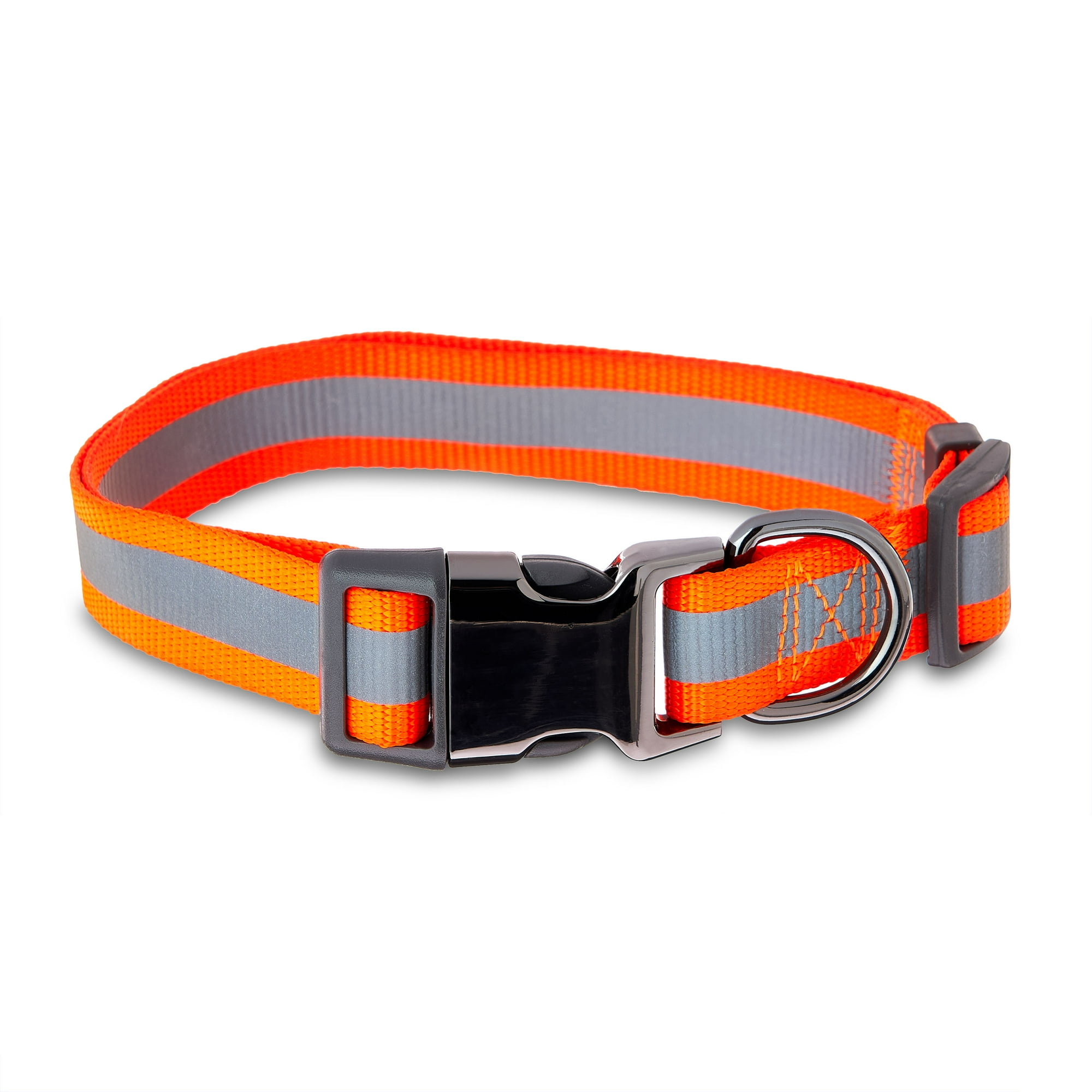 Vibrant Life Nylon Reflective Adjustable Dog Collar, Orange, L