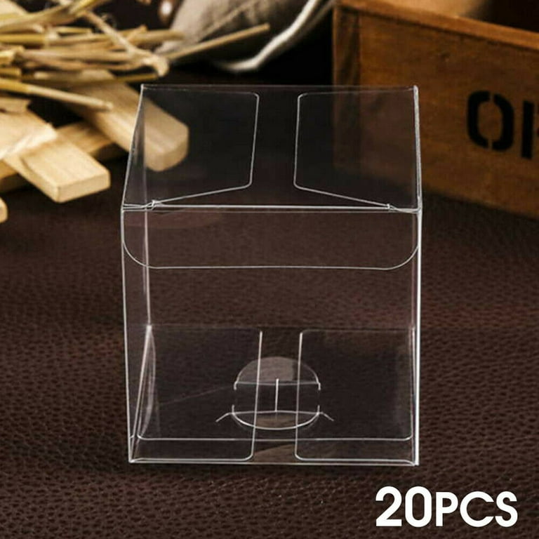 35 Pcs Clear Favor Boxes Transparent Rectangle PVC Plastic Boxes 40 Pcs  Thank You Label Stickers and 1 Roll Gold Ribbon for Wedding Candy Chocolate