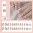 thumbnail image 2 of Sweet Glossy Press on Nails Set for Women Girls,Solid Color Short Almond Fake Nails Acrylic Shine Flowers Glue on Nails for Office Daily Wedding,Full Nail Wrap Gift for Valentine Holiday 24pcs, 2 of 6