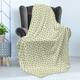 thumbnail image 4 of 1970s Soft Flannel Fleece Blanket, Raindrop Shapes Pattern with Pale Toned Beige Background Classical Design, Cozy Plush for Indoor and Outdoor Use, 50" x 60", Green Brown and Beige, by Ambesonne, 4 of 5