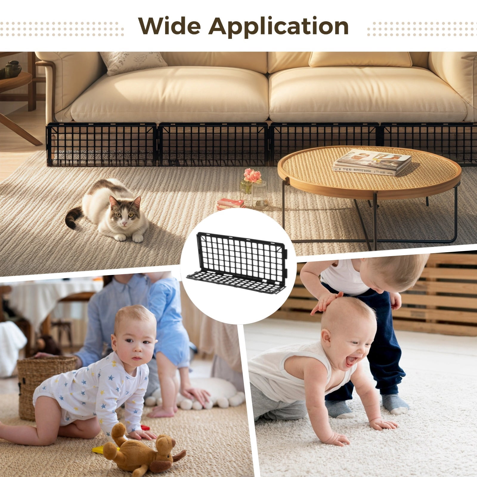 12 Pack (6.5" H,14.5" L) Under Couch Blocker and Under Bed Blocker for Pets Couch Guards,Plastic Under Couch Toy Blocker Detachable Assembly Couch Blocker for Stopping Cat or Other Things (Black)