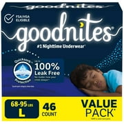 Goodnites Boys Nightime Bedwetting Underwear, L (68-95 lbs), 46 Count (Select for More)