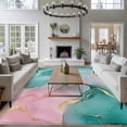 thumbnail image 3 of 5'x8' Area Rugs, Teal Pink Marble Indoor Outdoor Area Rug for Living Room Bedroom, Abstract Luxury Ink Painting Modern Washable Bathroom Rugs Kitchen Floor Carpet Mats Home Decor Aesthetic, 3 of 8