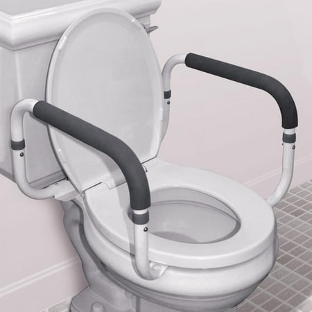 Carex Steel Toilet Support Rail with Adjustable Legs and Handles for Seniors, 300 lb Capacity