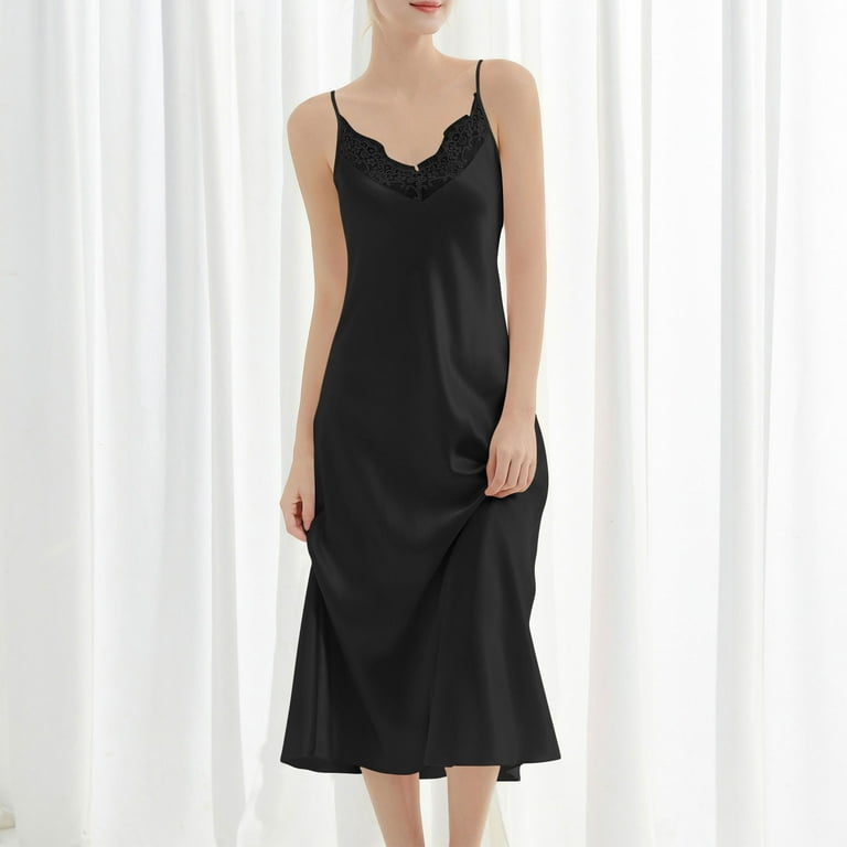 Miluxas Women's Spaghetti Strap Nightgown Sleeveless Long Sleep