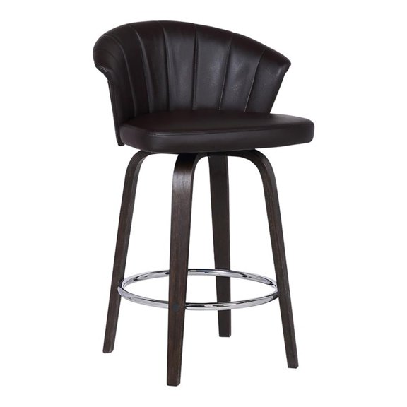 Hawthorne Collections 30" Faux Leather Swivel Bar Stool in Brown